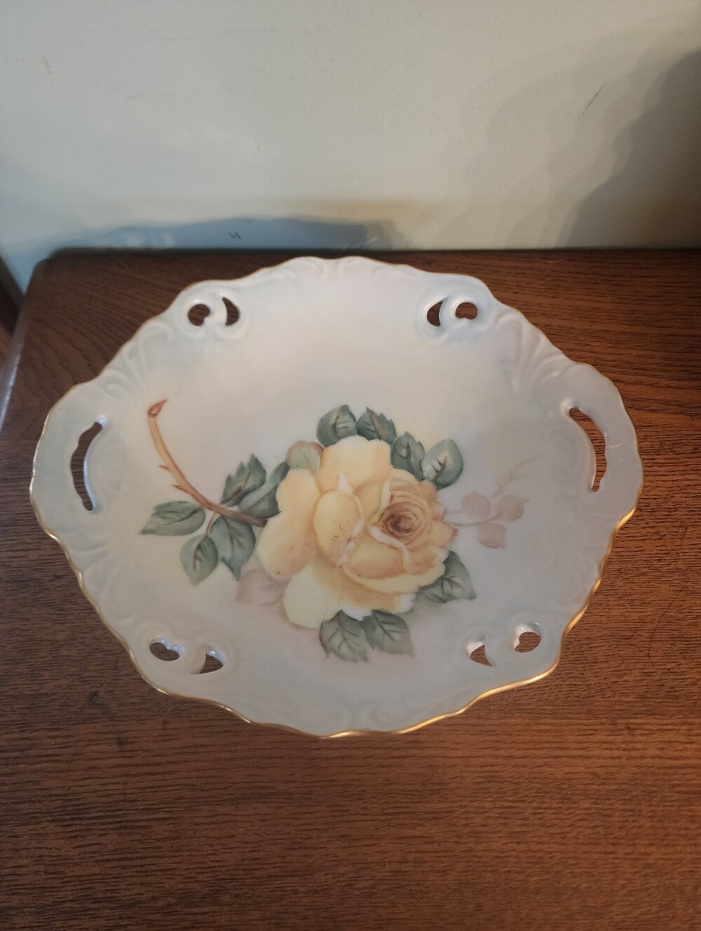 Vintage 1960's Hand Painted Bowl/plate With Cutout Design